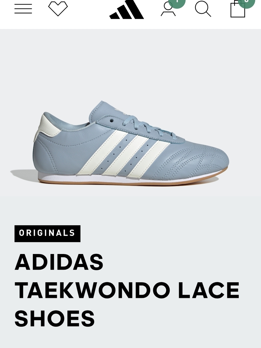 Adidas Taekwondo Lace Shoes in Light Blue and White